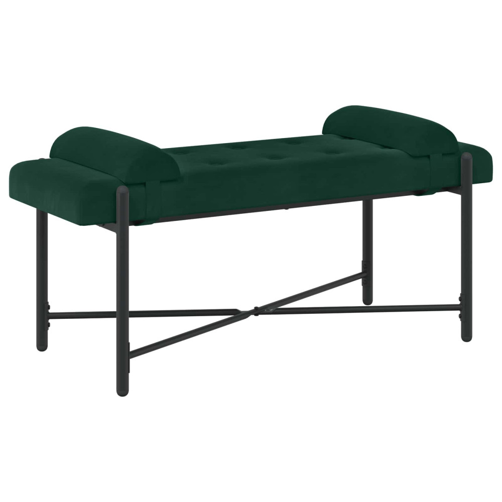 Produktbild för Knappstoppad bänk med kuddar Mörkgrön 110 x 40 x 46 cm Sammet