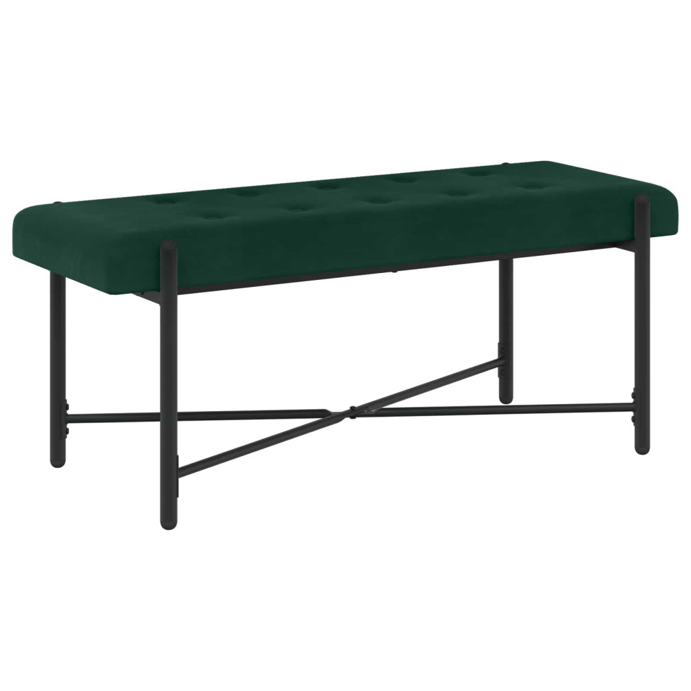 Produktbild för Knappstoppad bänk med kuddar Mörkgrön 110 x 40 x 46 cm Sammet