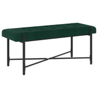Produktbild för Knappstoppad bänk med kuddar Mörkgrön 110 x 40 x 46 cm Sammet