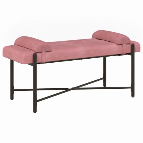 vidaXL Knappstoppad bänk med kuddar Rosa 110 x 40 x 46 cm Sammet