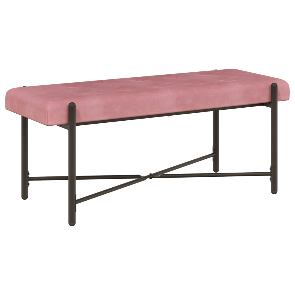 Produktbild för Knappstoppad bänk med kuddar Rosa 110 x 40 x 46 cm Sammet