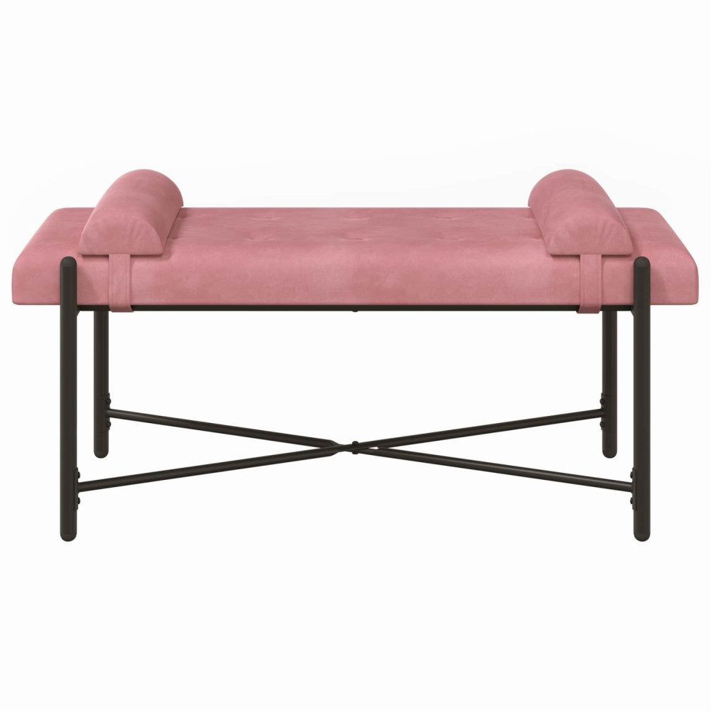 Produktbild för Knappstoppad bänk med kuddar Rosa 110 x 40 x 46 cm Sammet