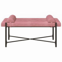 Produktbild för Knappstoppad bänk med kuddar Rosa 110 x 40 x 46 cm Sammet