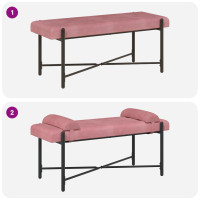 Produktbild för Knappstoppad bänk med kuddar Rosa 110 x 40 x 46 cm Sammet