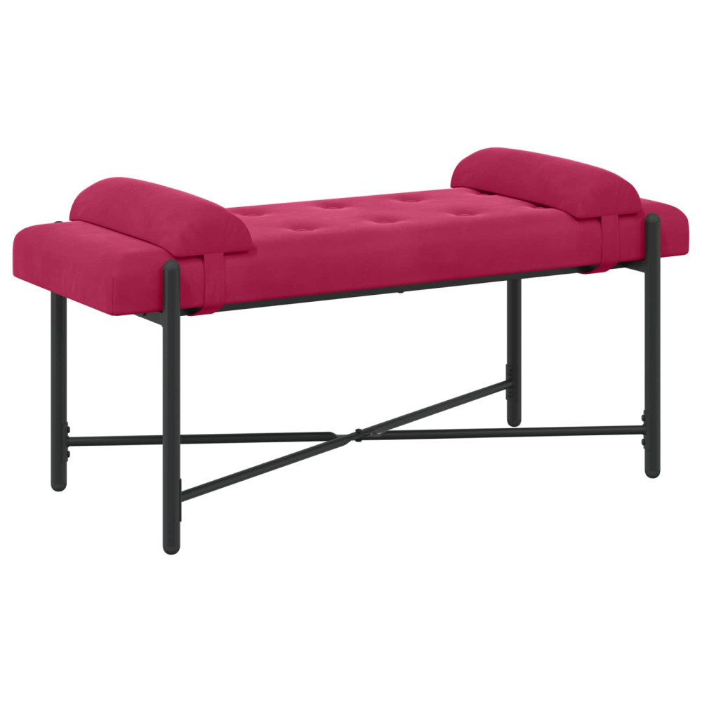 Produktbild för Knappstoppad bänk med kuddar Vinröd 110 x 40 x 46 cm Sammet
