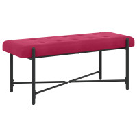 Produktbild för Knappstoppad bänk med kuddar Vinröd 110 x 40 x 46 cm Sammet