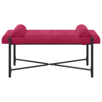 Produktbild för Knappstoppad bänk med kuddar Vinröd 110 x 40 x 46 cm Sammet