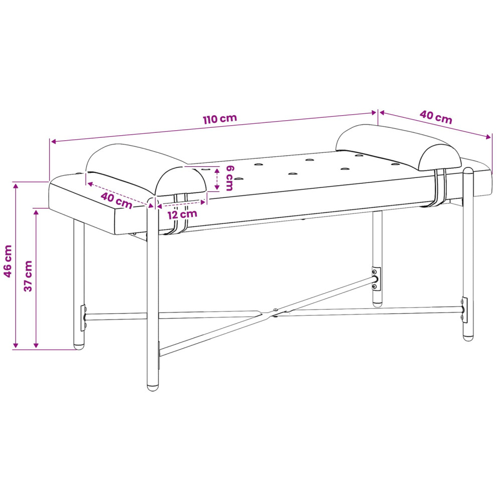 Produktbild för Knappstoppad bänk med kuddar Vinröd 110 x 40 x 46 cm Sammet