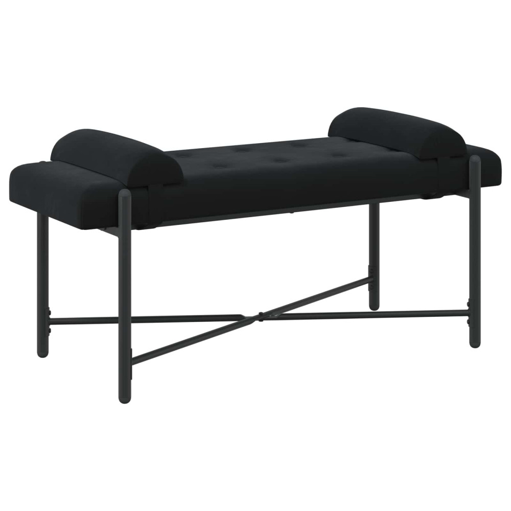 Produktbild för Knappstoppad bänk med kuddar Svart 110 x 40 x 46 cm Sammet