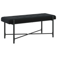 Produktbild för Knappstoppad bänk med kuddar Svart 110 x 40 x 46 cm Sammet