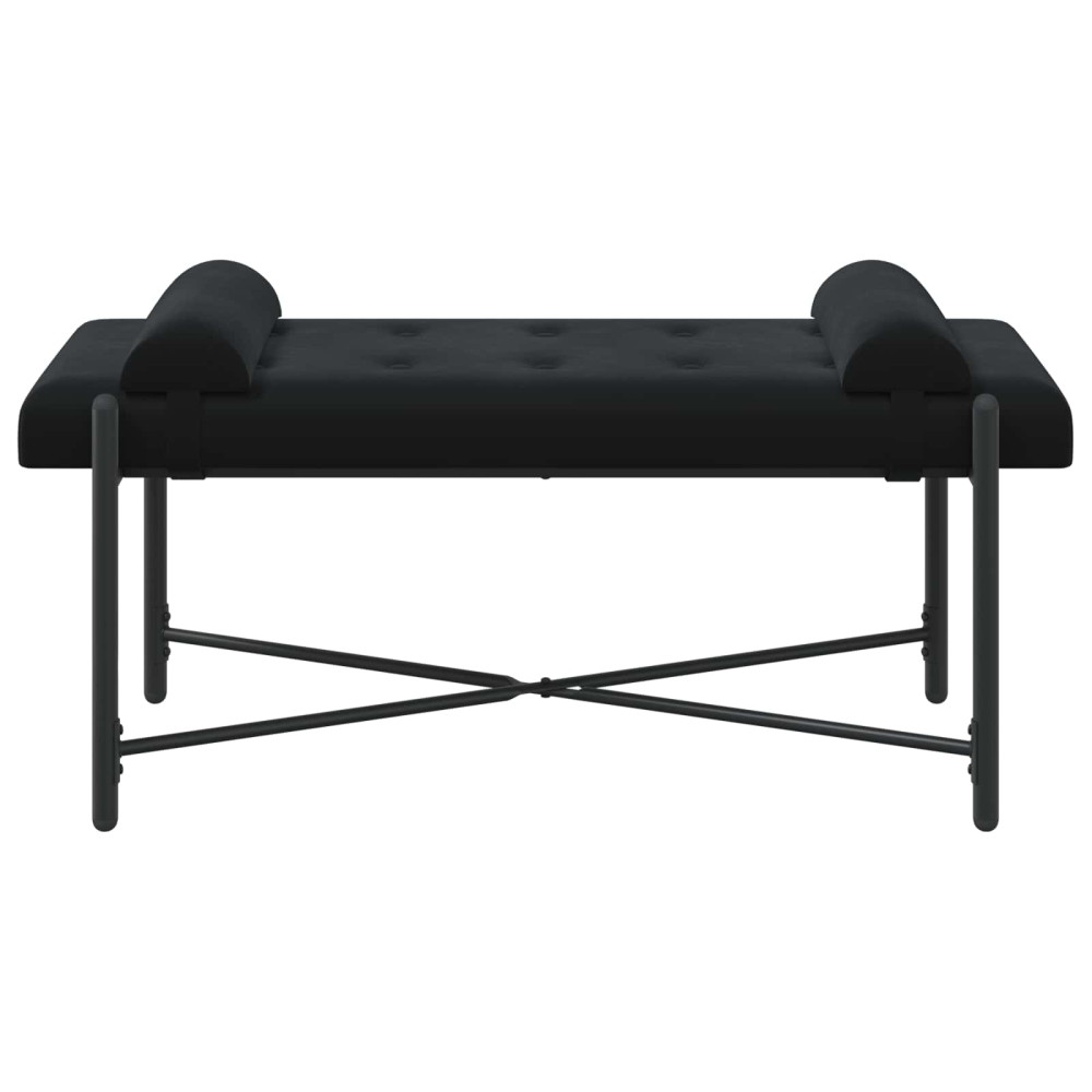 Produktbild för Knappstoppad bänk med kuddar Svart 110 x 40 x 46 cm Sammet