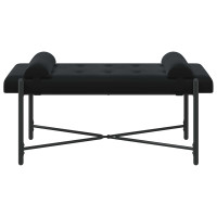 Produktbild för Knappstoppad bänk med kuddar Svart 110 x 40 x 46 cm Sammet