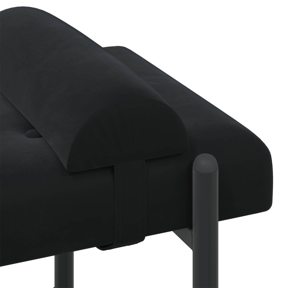 Produktbild för Knappstoppad bänk med kuddar Svart 110 x 40 x 46 cm Sammet