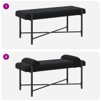 Produktbild för Knappstoppad bänk med kuddar Svart 110 x 40 x 46 cm Sammet