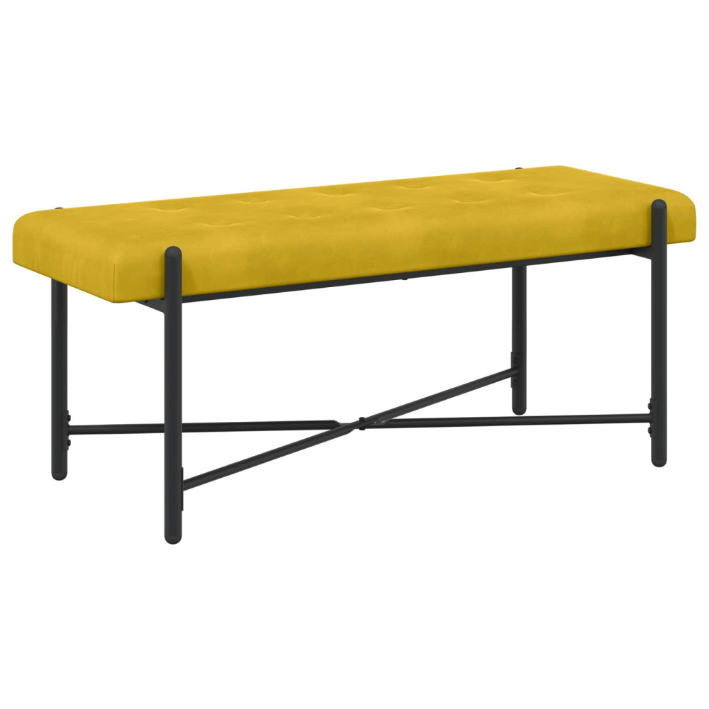 Produktbild för Knappstoppad bänk med kuddar Gul 110 x 40 x 46 cm Sammet