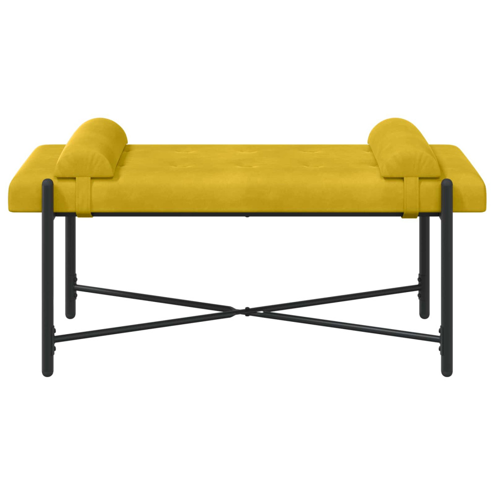 Produktbild för Knappstoppad bänk med kuddar Gul 110 x 40 x 46 cm Sammet