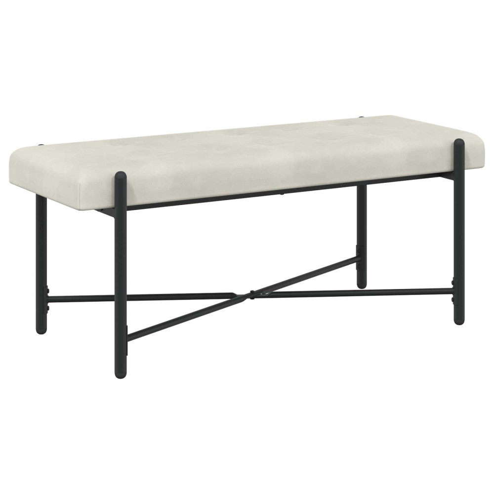Produktbild för Knappstoppad bänk med kuddar Gräddvit 110 x 40 x 46 cm Sammet