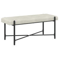 Produktbild för Knappstoppad bänk med kuddar Gräddvit 110 x 40 x 46 cm Sammet