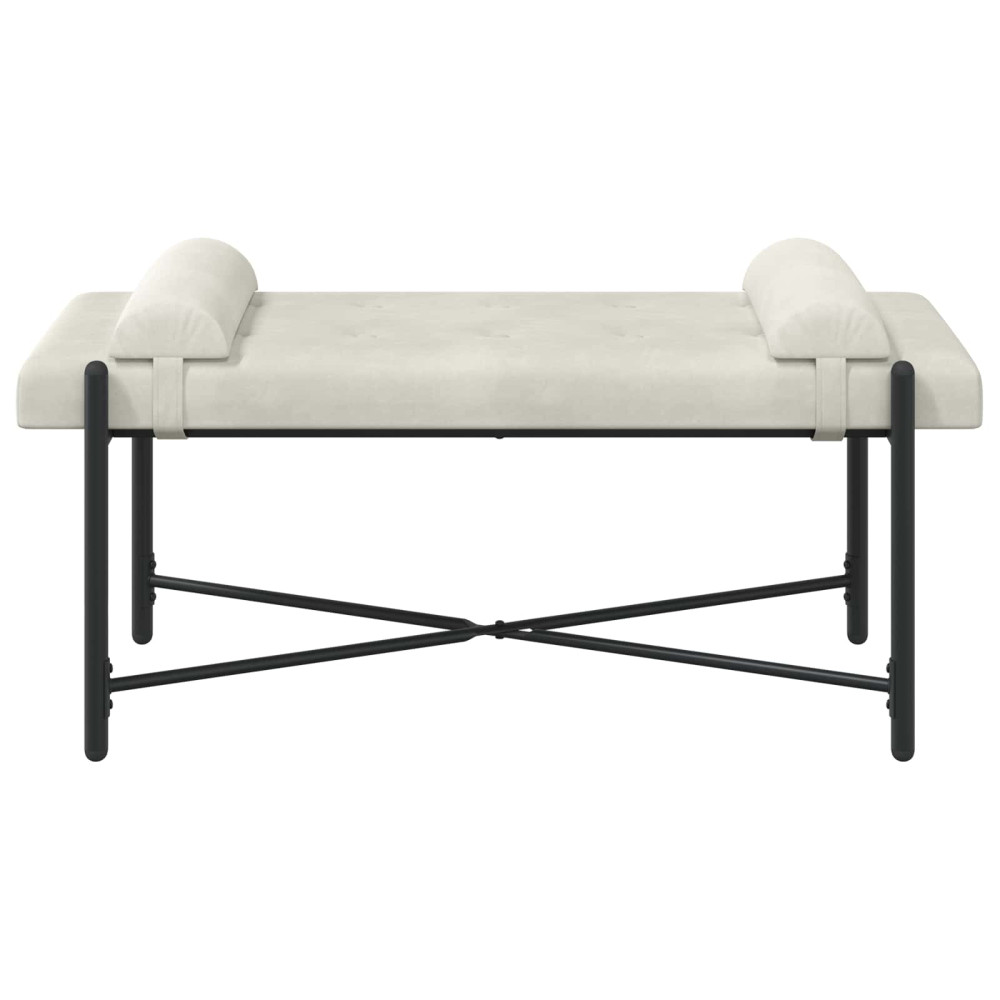 Produktbild för Knappstoppad bänk med kuddar Gräddvit 110 x 40 x 46 cm Sammet