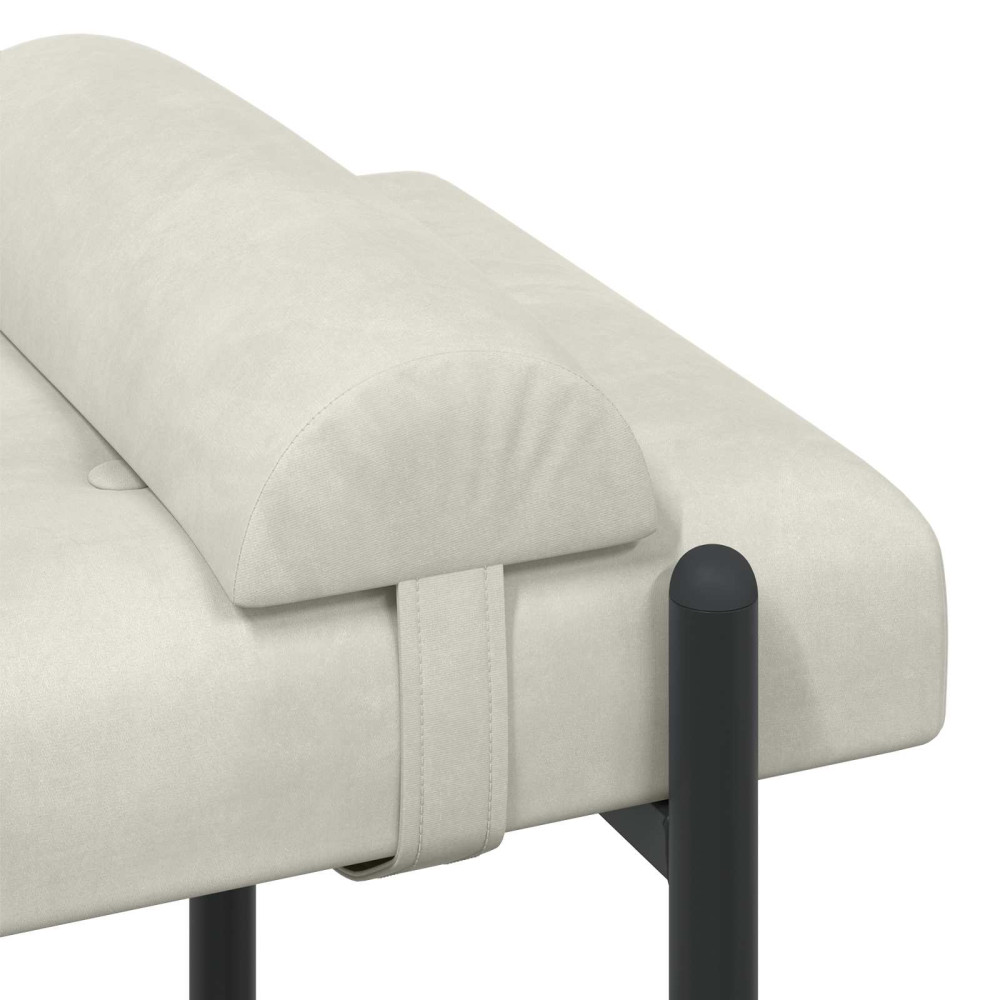 Produktbild för Knappstoppad bänk med kuddar Gräddvit 110 x 40 x 46 cm Sammet