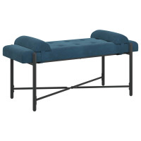 Produktbild för Knappstoppad bänk med kuddar Blå 110 x 40 x 46 cm Sammet