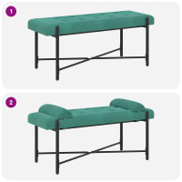 Produktbild för Knappstoppad bänk med kuddar Turkos 110 x 40 x 46 cm Sammet