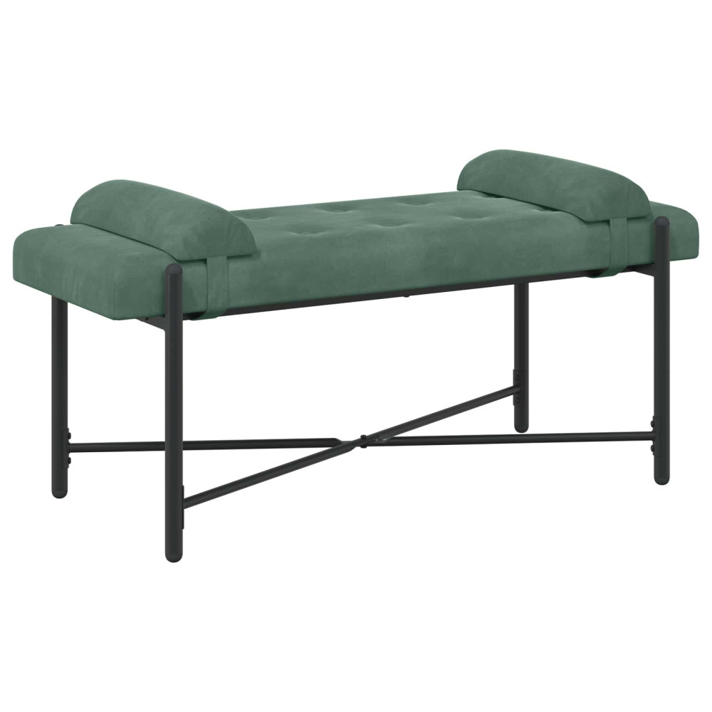 Produktbild för Knappstoppad bänk med kuddar Havgrön 110 x 40 x 46 cm Sammet