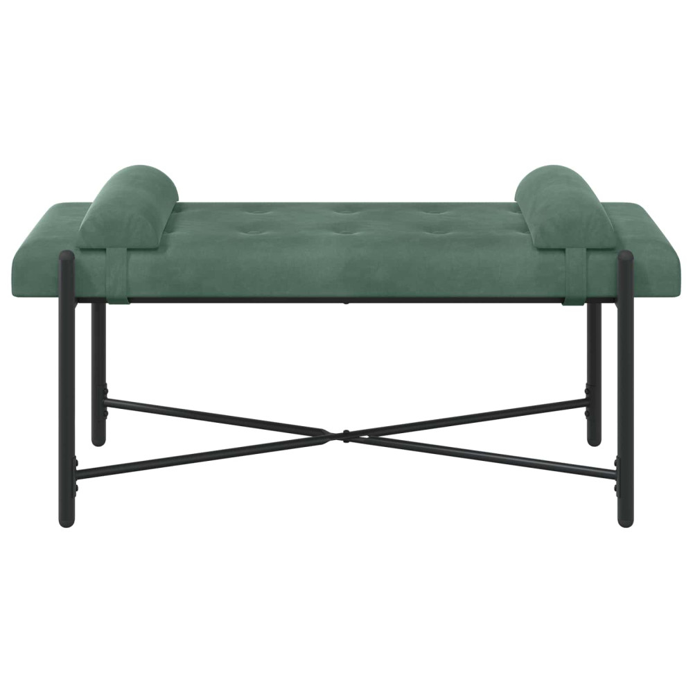 Produktbild för Knappstoppad bänk med kuddar Havgrön 110 x 40 x 46 cm Sammet