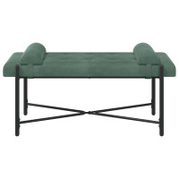 Produktbild för Knappstoppad bänk med kuddar Havgrön 110 x 40 x 46 cm Sammet