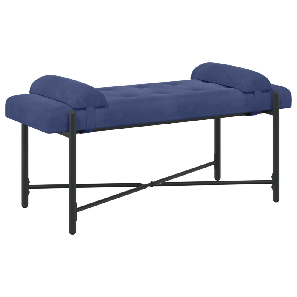 Produktbild för Knappstoppad bänk med kuddar Polisblå 110 x 40 x 46 cm Sammet