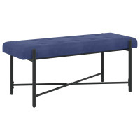 Produktbild för Knappstoppad bänk med kuddar Polisblå 110 x 40 x 46 cm Sammet
