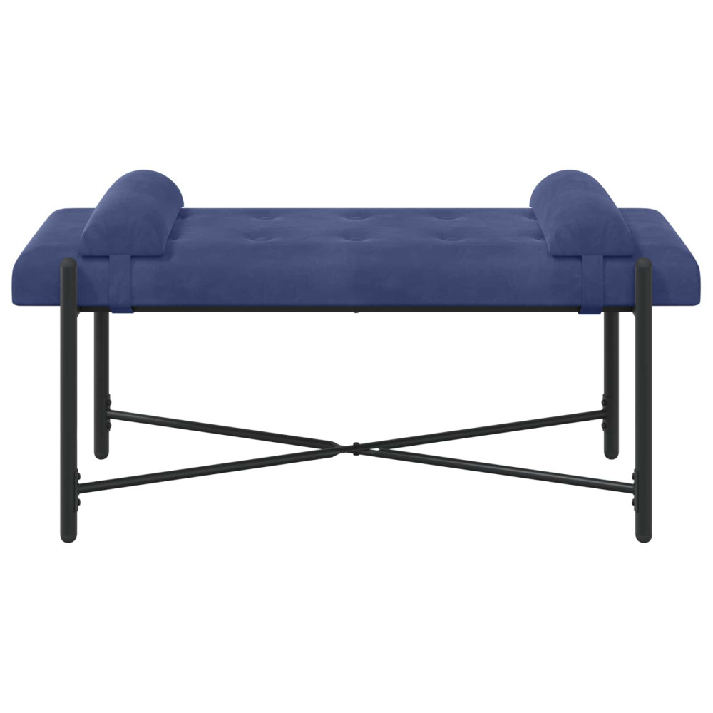 Produktbild för Knappstoppad bänk med kuddar Polisblå 110 x 40 x 46 cm Sammet