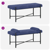 Produktbild för Knappstoppad bänk med kuddar Polisblå 110 x 40 x 46 cm Sammet
