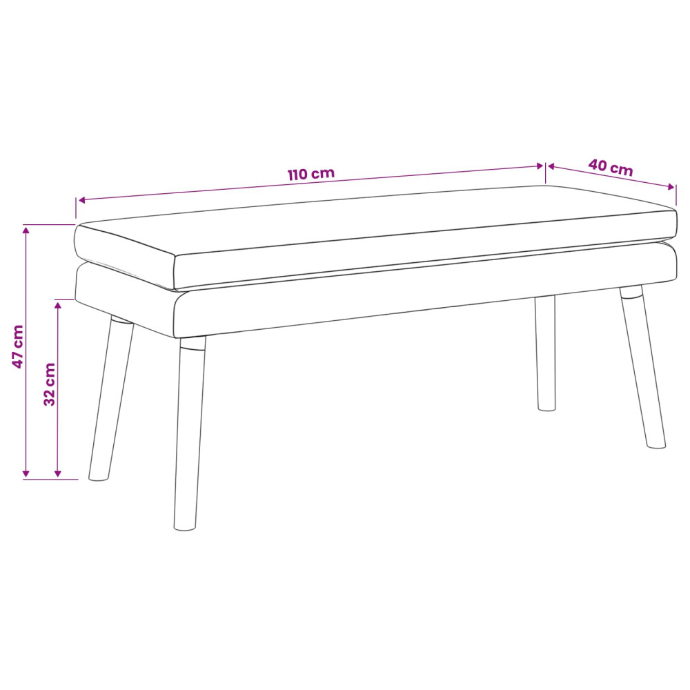 Produktbild för Dubbel-lager bänk Vit 110 x 40 x 47 cm Tyg