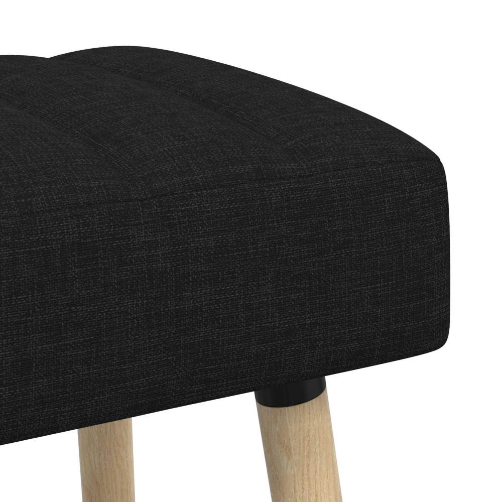 Produktbild för Kanalstoppad Bänk Svart 110 x 40 x 46 cm Tyg