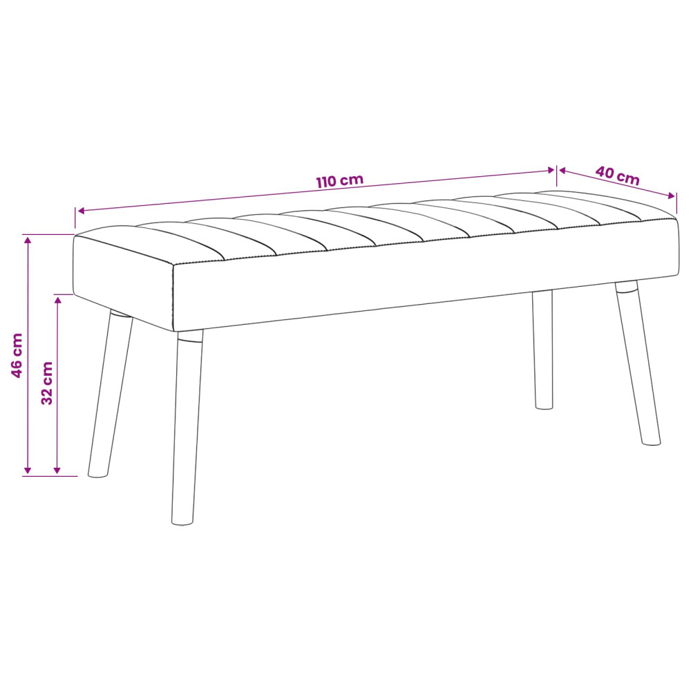 Produktbild för Kanalstoppad Bänk Gräddvit 110 x 40 x 46 cm Tyg
