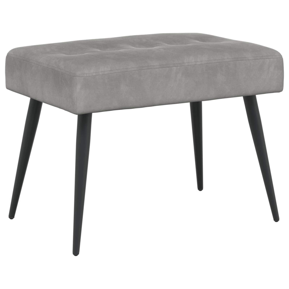 Produktbild för Bänk med knappar Ljusgrå 60 x 40 x 45 cm Sammet