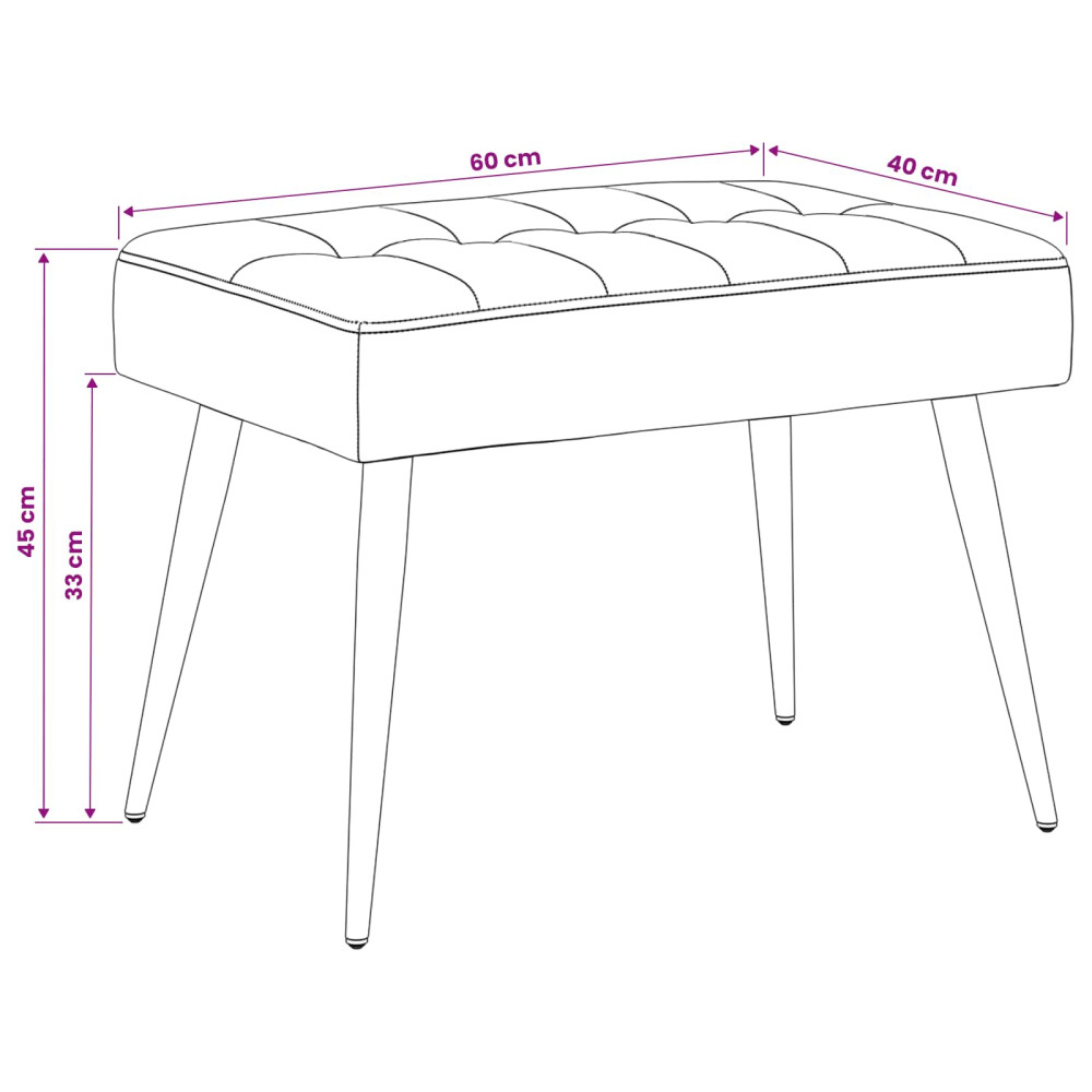 Produktbild för Bänk med knappar Blå 60 x 40 x 45 cm Sammet