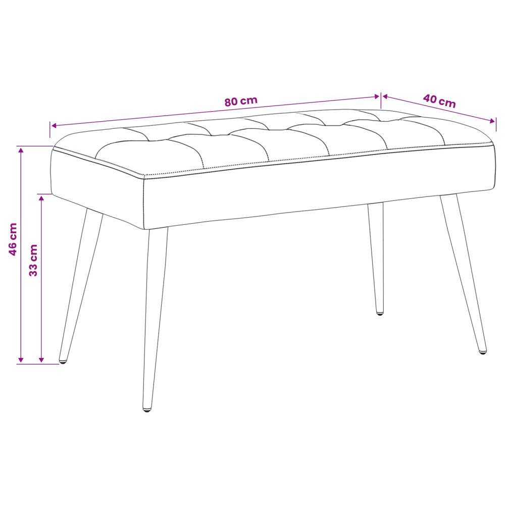 Produktbild för Bänk med knappar Ljusgrå 80 x 40 x 46 cm Sammet