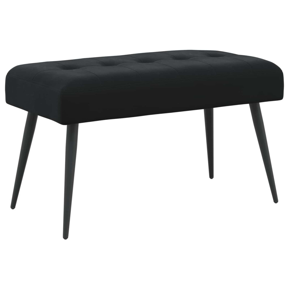 Produktbild för Bänk med knappar Svart 80 x 40 x 46 cm Sammet