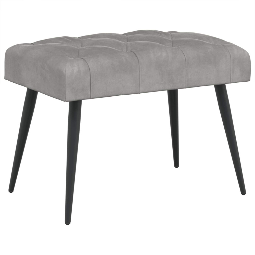 Produktbild för Bänk med knappar Ljusgrå 60 x 40 x 45 cm Sammet