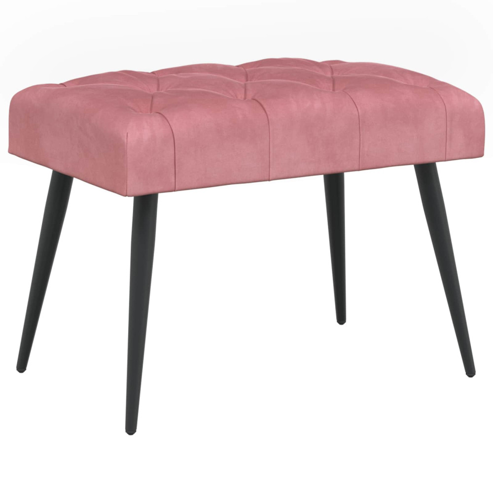 Produktbild för Bänk med knappar Rosa 60 x 40 x 45 cm Sammet