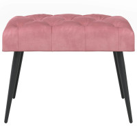Produktbild för Bänk med knappar Rosa 60 x 40 x 45 cm Sammet