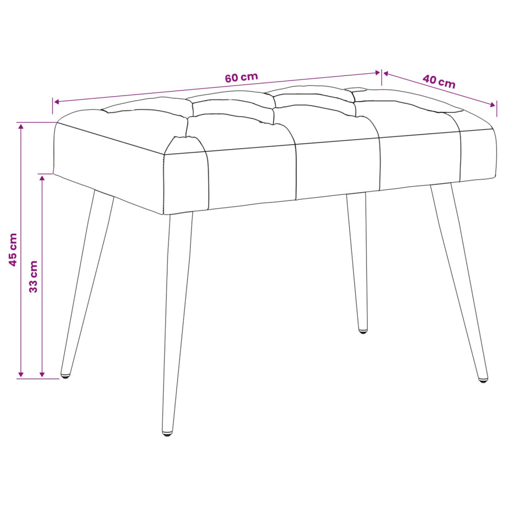 Produktbild för Bänk med knappar Vinröd 60 x 40 x 45 cm Sammet