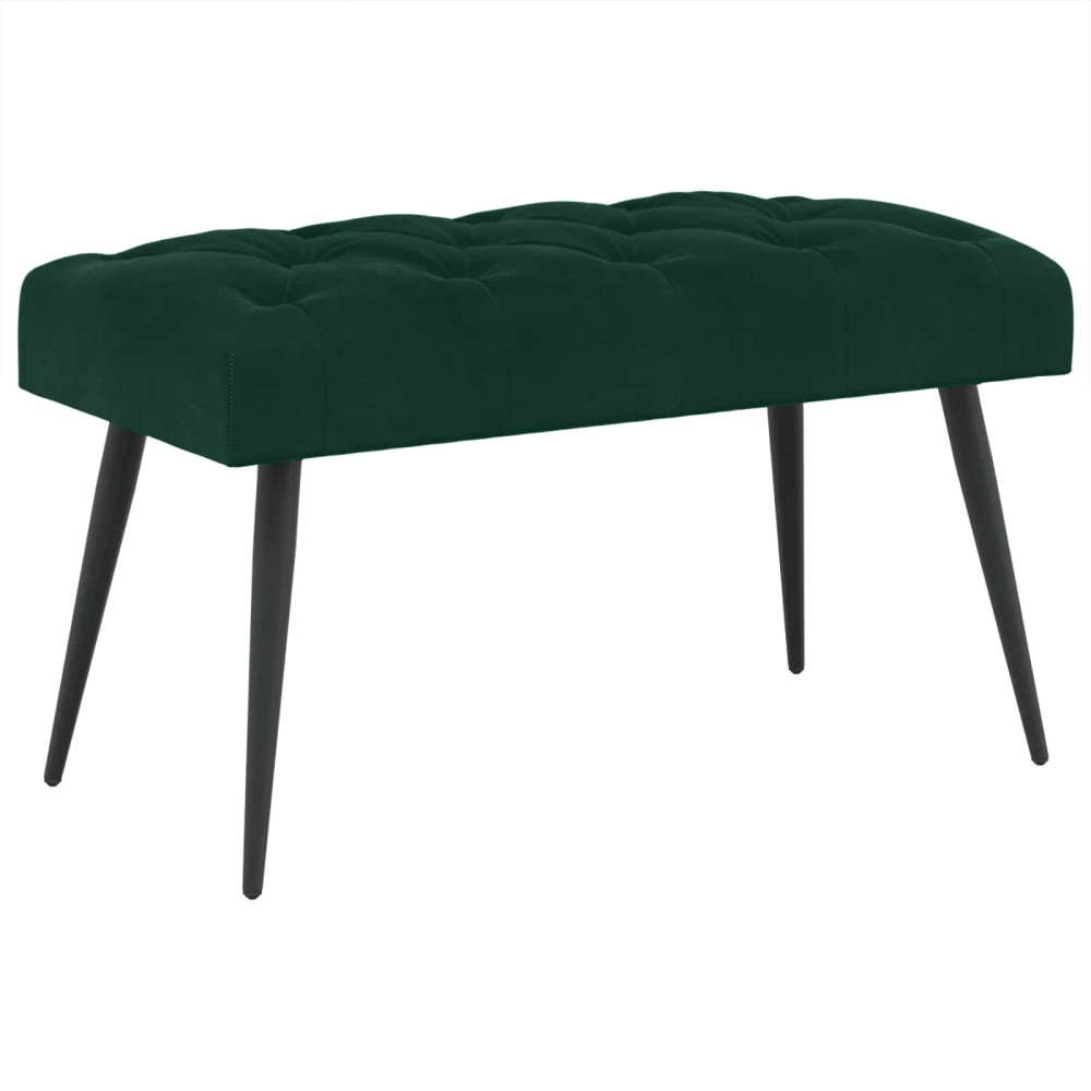 Produktbild för Bänk med knappar Mörkgrön 80 x 40 x 46 cm Sammet