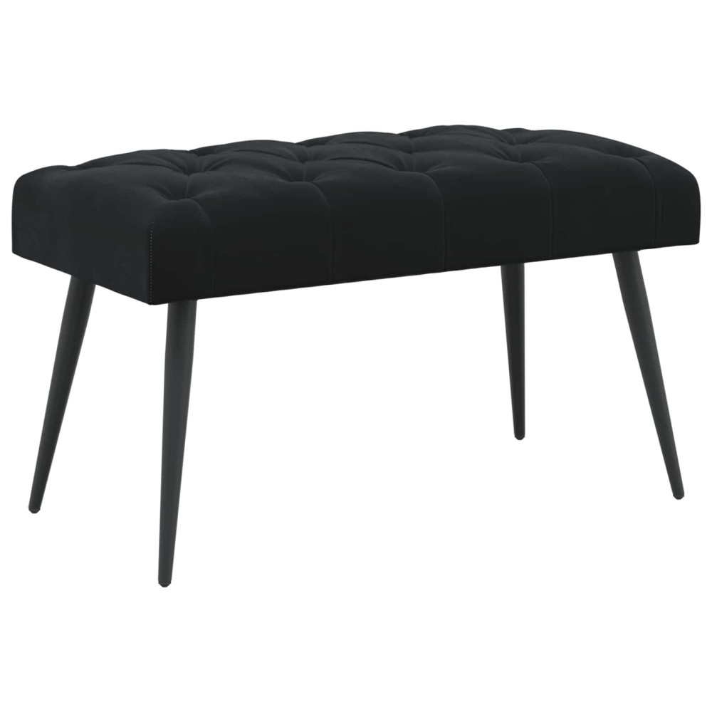 Produktbild för Bänk med knappar Svart 80 x 40 x 46 cm Sammet