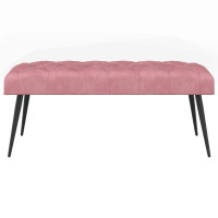 Produktbild för Bänk med knappar Rosa 110 x 40 x 46 cm Sammet