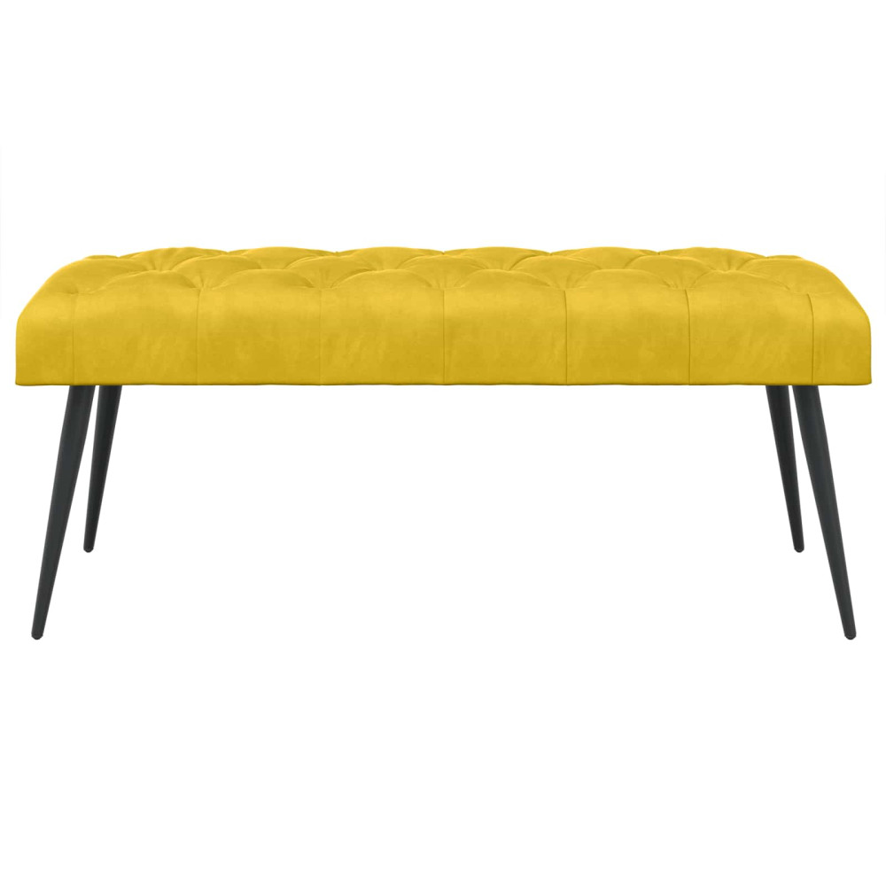 Produktbild för Bänk med knappar Gul 110 x 40 x 46 cm Sammet