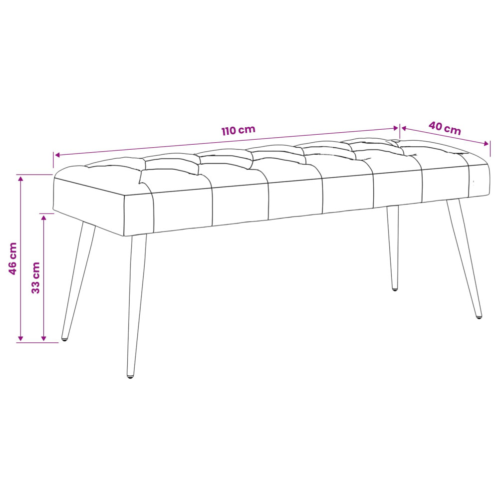 Produktbild för Bänk med knappar Polisblå 110 x 40 x 46 cm Sammet
