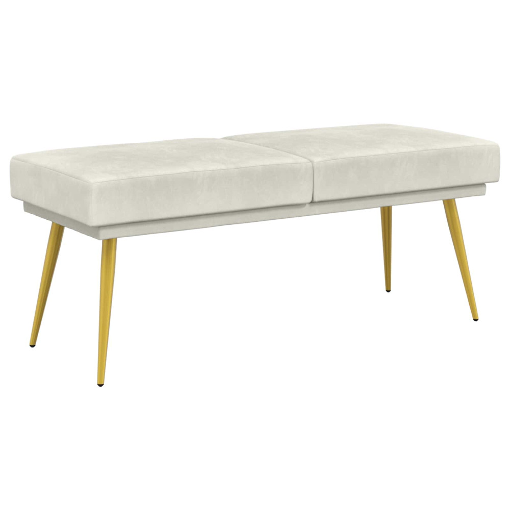Produktbild för Dubbel-lager bänk Gräddvit 120 x 45 x 46 cm Sammet